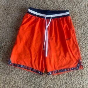 Men's Nike Long Basketball Shorts- Orange/Multicolor Trim LARGE